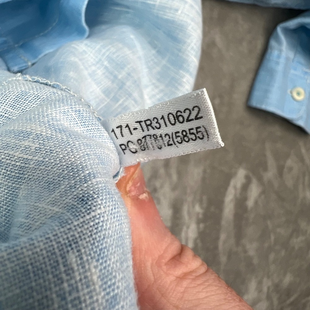 Tommy Bahama Sea Glass Breezer Linen Shirt Men Large Blue Breathable Logo Pocket - Picture 12 of 12